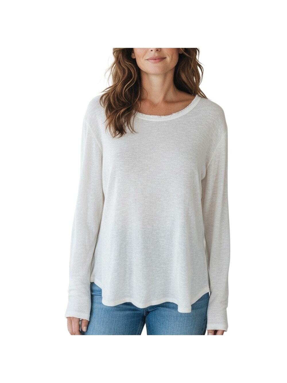 Nina Kendosa Paris White Long Sleeve Cotton Top